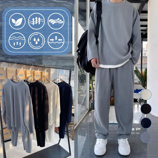 Löst moderiktigt långärmat 2-delat set för män (49% OFF)