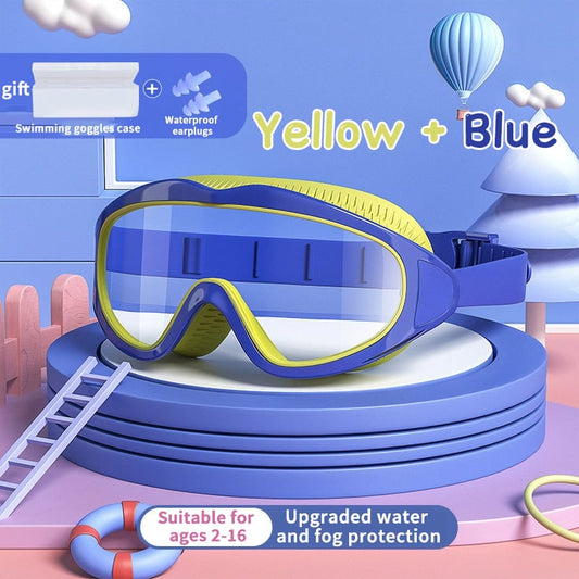 HD vattentåliga och antifog simglasögon för barn med stor ram