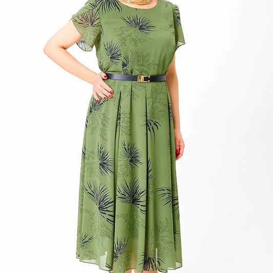 ✨Fångar sommar i vårens vind✨Damklänning i A-linje med midjebälte