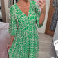 🔥 Sen dag 49% rabatt🔥 blomma klänning med v -neck - köp 2 och få gratis frakt