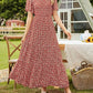 👗 50% RABATT NU! 🌸 Women's Casual Floral Print Maxi Dress – Flutter Ärmar, Smockad Hög Midja & Flödande Lagerkjol För En Romantisk Look ✨