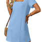 👗✨ 50% RABATT! Ledig Klänning med Fyrkantig Hals & Fickor