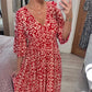 🔥 Sen dag 49% rabatt🔥 blomma klänning med v -neck - köp 2 och få gratis frakt