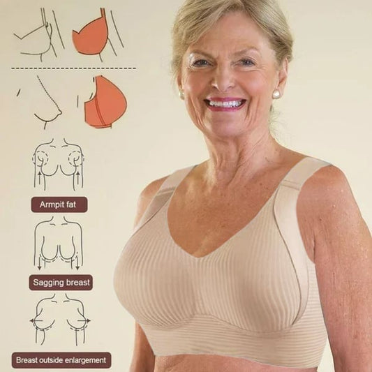 🎁2025 HOT SALE!🎁💕 Subtilt randig sömlös bh med W-stöd - komfort och stil!