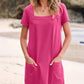 👗✨ 50% RABATT! Ledig Klänning med Fyrkantig Hals & Fickor