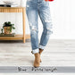 Tummy Cinching Faux Ripped Boyfriend Style Jeans (Köp 2 gratis frakt)