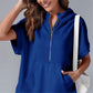 2024 Oversized Casual Half Zip Kortärmad Pullover Toppar med fickor (Köp 2 Fri frakt)