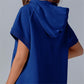 2024 Oversized Casual Half Zip Kortärmad Pullover Toppar med fickor (Köp 2 Fri frakt)