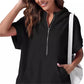 2024 Oversized Casual Half Zip Kortärmad Pullover Toppar med fickor (Köp 2 Fri frakt)