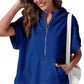 2024 Oversized Casual Half Zip Kortärmad Pullover Toppar med fickor (Köp 2 Fri frakt)