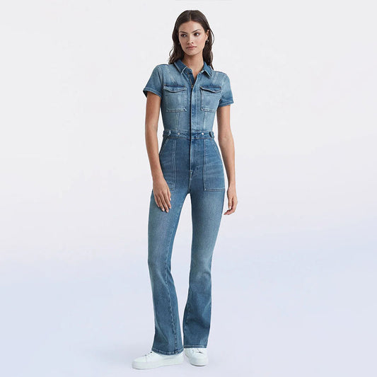 Skinny Bootcut Denim Jumpsuit