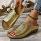 Köp 2 och få fri frakt Peep Toe Slip on Wedge Sandaler för kvinnor