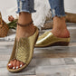 Köp 2 och få fri frakt Peep Toe Slip on Wedge Sandaler för kvinnor