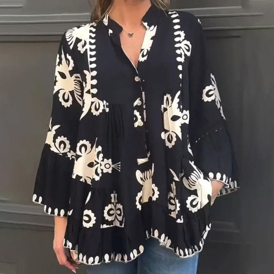 2024 varm försäljning Ruffle Top för damer i Boho-stil