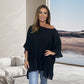 Löst plisserade off shoulder-blusar för kvinnor