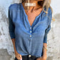 Trendy einfarbiges Langarm-Top mit V-Ausschnitt für Damen