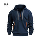 Hoodies för män med halvkedja och fickor--Fri frakt på två stycken