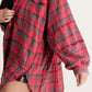 Dam sömmar rå kant tvättad oversized skjorta jacka med fickor