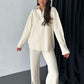 Women's Cozy Ribbed Knit Two-Piece Set med byxor med slitsade ben