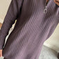 Women's Cozy Ribbed Knit Two-Piece Set med byxor med slitsade ben
