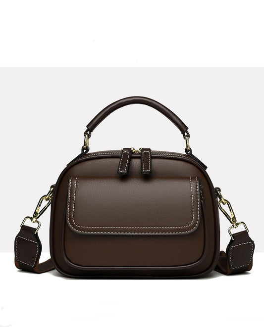 Elegant Dubbellager Bred Rem Crossbody Handväska