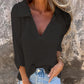 🎉Gott nytt år-50% OFF 🛍️Stylish V-ringad stickad topp med trekvart ärm