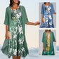 🌸Elegant 2-delat set: halvärmad blus + klänning