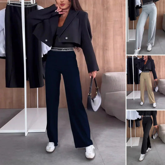 Draperade byxor i enfärgad modell för kvinnor