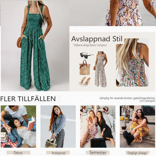 🏖️Sommarens hetaste rea 49% rabatt🌼Jumpsuits för kvinnor med casual tryck och ärmlösa overaller