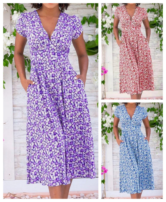 Bohemisk pocketklänning med sweetheart-ringning