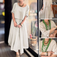 💐✨Bekvämt och elegant tvådelat set med blus med rund hals och kjol i bomull och linne för kvinnor