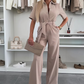 🌸Sommarrea 49% rabatt🌸Knappklädd jumpsuit med knytband i midjan för kvinnor