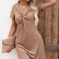 🎉🛍️Hot Promotion 50% OFF💃Klänning med kort ärm och V-nacke för kvinnor