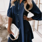 👗Sommerkleid mit Rüschenbesatz und V-Ausschnitt – Leichter Denim-Look