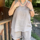 Casual V-neckad ärmlös topp och shorts för kvinnor
