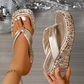 Kvinnors tjocksålda flip-flops med paljetter