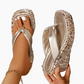 Kvinnors tjocksålda flip-flops med paljetter