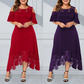 Kvinnors eleganta off-shoulder-klänning med spetsfåll