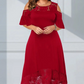 Kvinnors eleganta off-shoulder-klänning med spetsfåll