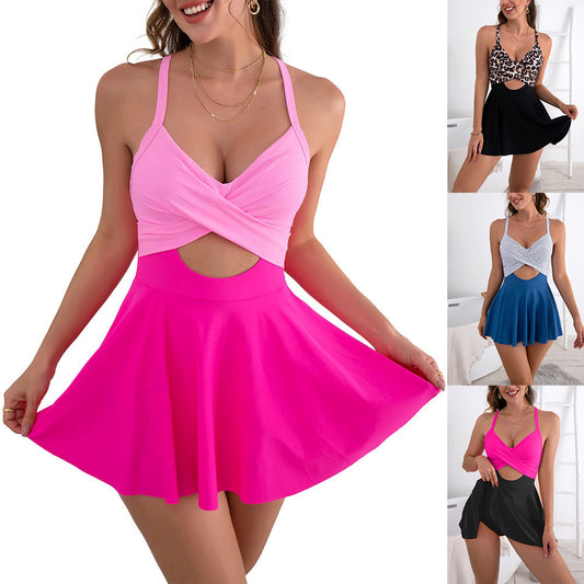 🎁Begränsad tid 49% OFF⏳🩱Kvinnor Cutout One Piece Kjol Baddräkt