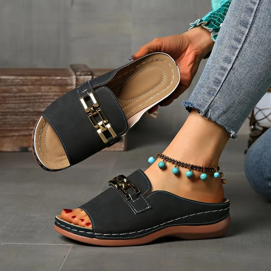 👡Ny 50% rabatt 💖✨Ortopediska sandaler med guldspänne