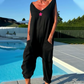Lös V-ringad ärmlös jumpsuit för kvinnor på sommaren