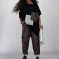 Löst sittande topp & byxor med leopardmönster
