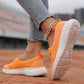 Andningsbara slip-on damskor med platta sulor