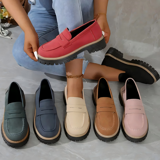 ⏳Fabrikserbjudande sista dagen - 49% rabatt 🎁Bekväma damloafers med grov klack och slip-on