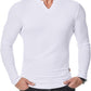 V-ringad långärmad T-shirt i ribbat tyg för träning, fitness och sport