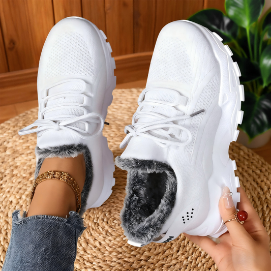 Bekväma, andningsbara ortopediska vardagsskor för kvinnor med fleecefoder