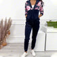 Kvinnors blommor tryckt huva 2 stycken tröjor set