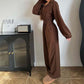 Mysig varm jumpsuit med dragkedja fram