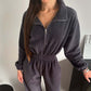 Mysig varm jumpsuit med dragkedja fram